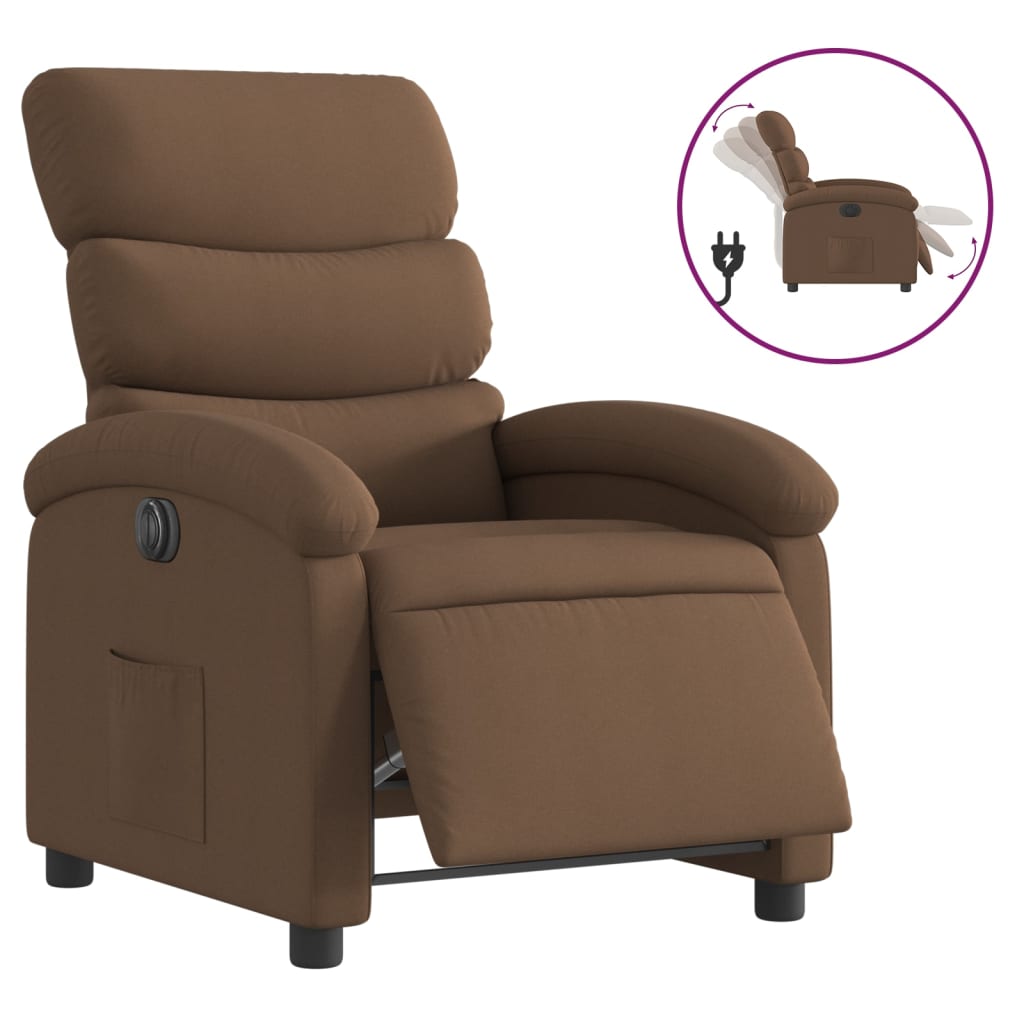 Fauteuil verstelbaar elektrisch stof bruin