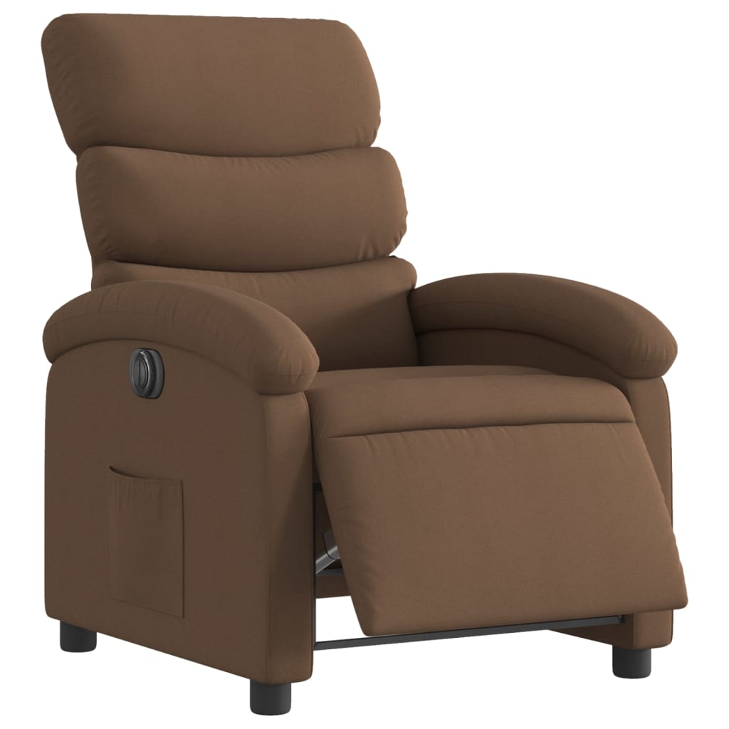 Fauteuil verstelbaar elektrisch stof bruin