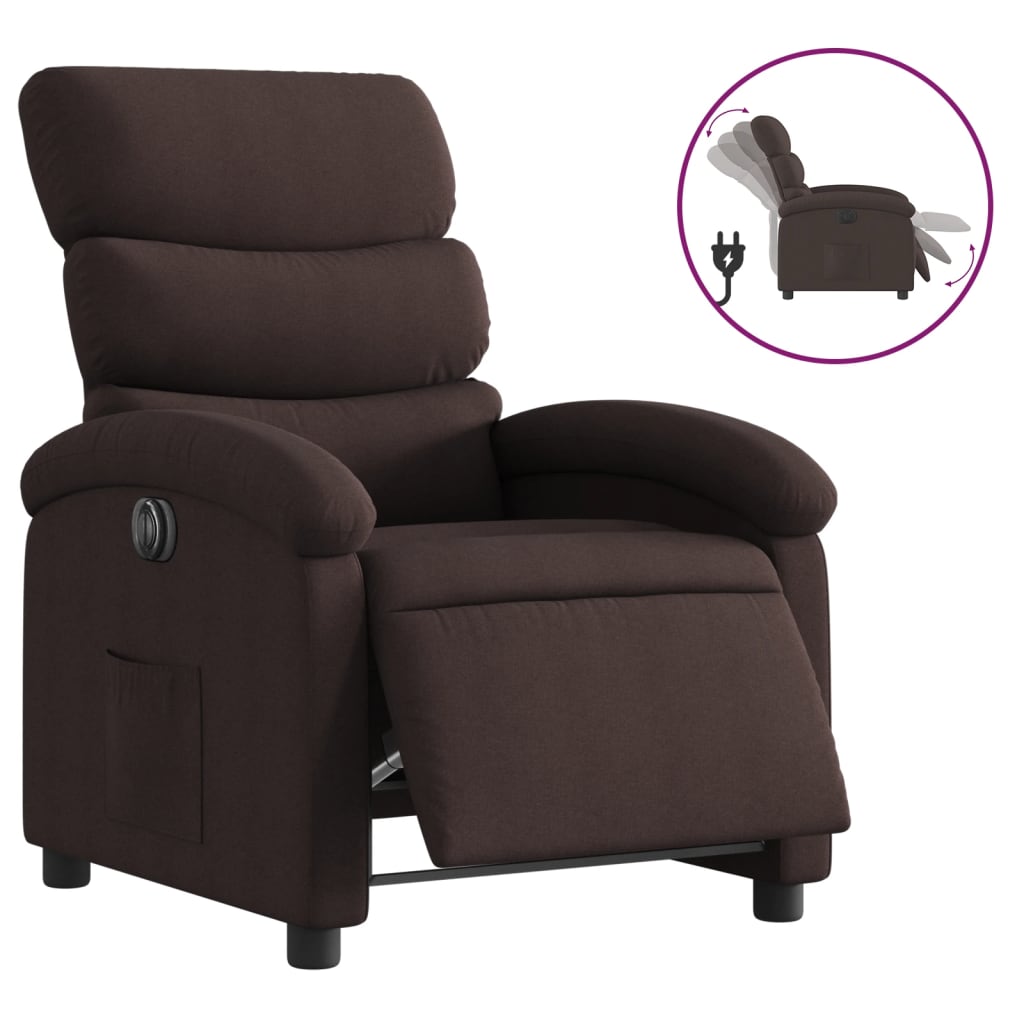 Fauteuil verstelbaar elektrisch stof donkerbruin