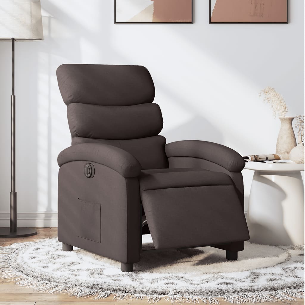 Fauteuil verstelbaar elektrisch stof donkerbruin