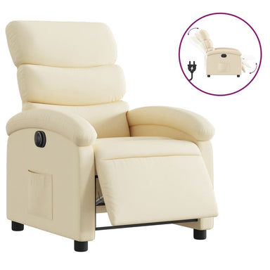 Fauteuil verstelbaar elektrisch stof crèmekleurig