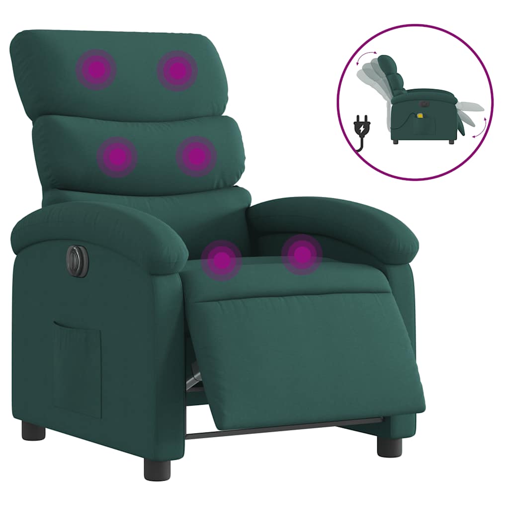 Massagestoel elektrisch verstelbaar stof donkergroen