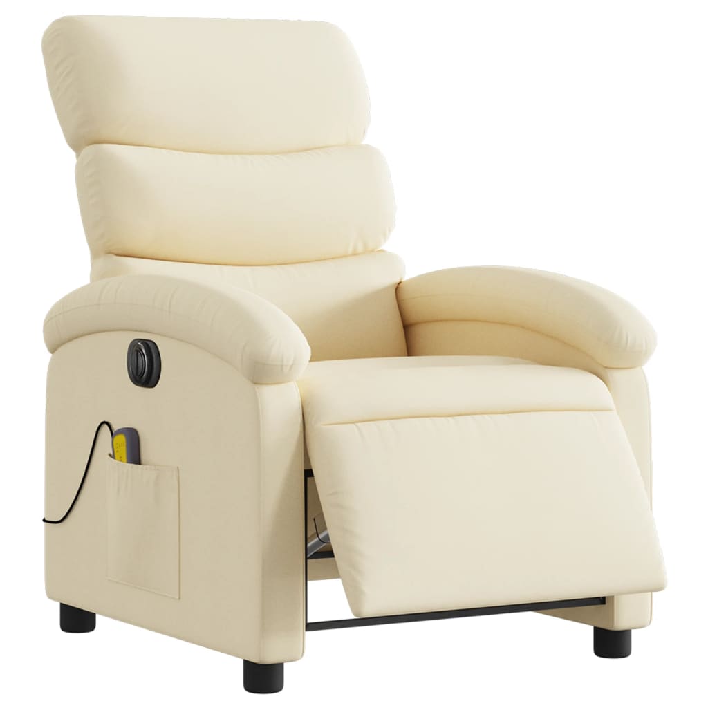Massagestoel elektrisch verstelbaar stof crèmekleurig