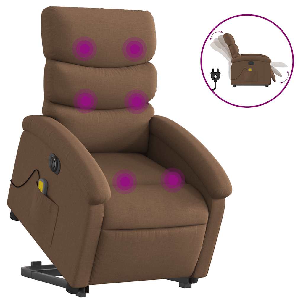 Sta-op-massagestoel elektrisch verstelbaar stof bruin