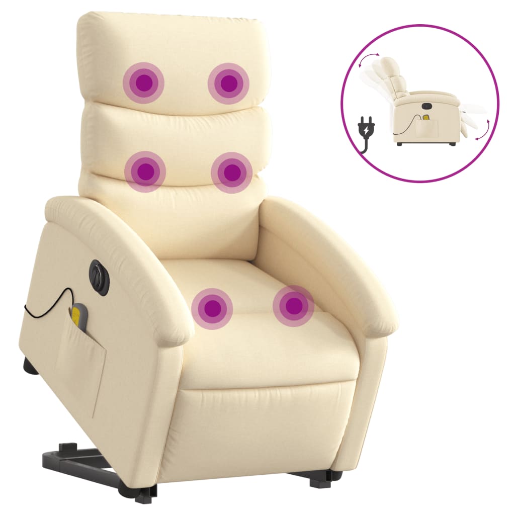 Sta-op-massagestoel elektrisch verstelbaar stof crèmekleurig