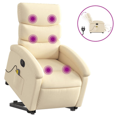 Sta-op-massagestoel elektrisch verstelbaar stof crèmekleurig