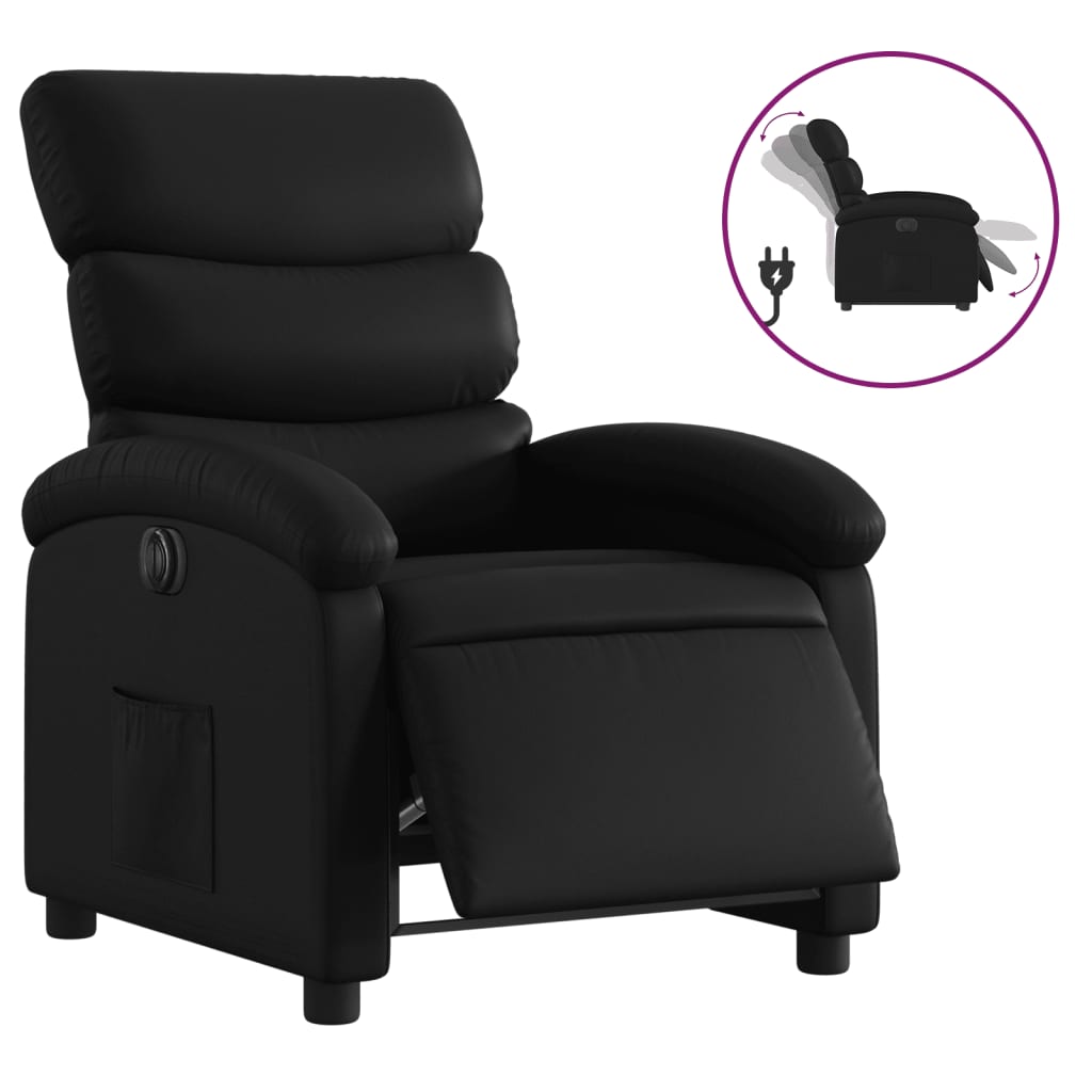 Fauteuil elektrisch verstelbaar kunstleer zwart