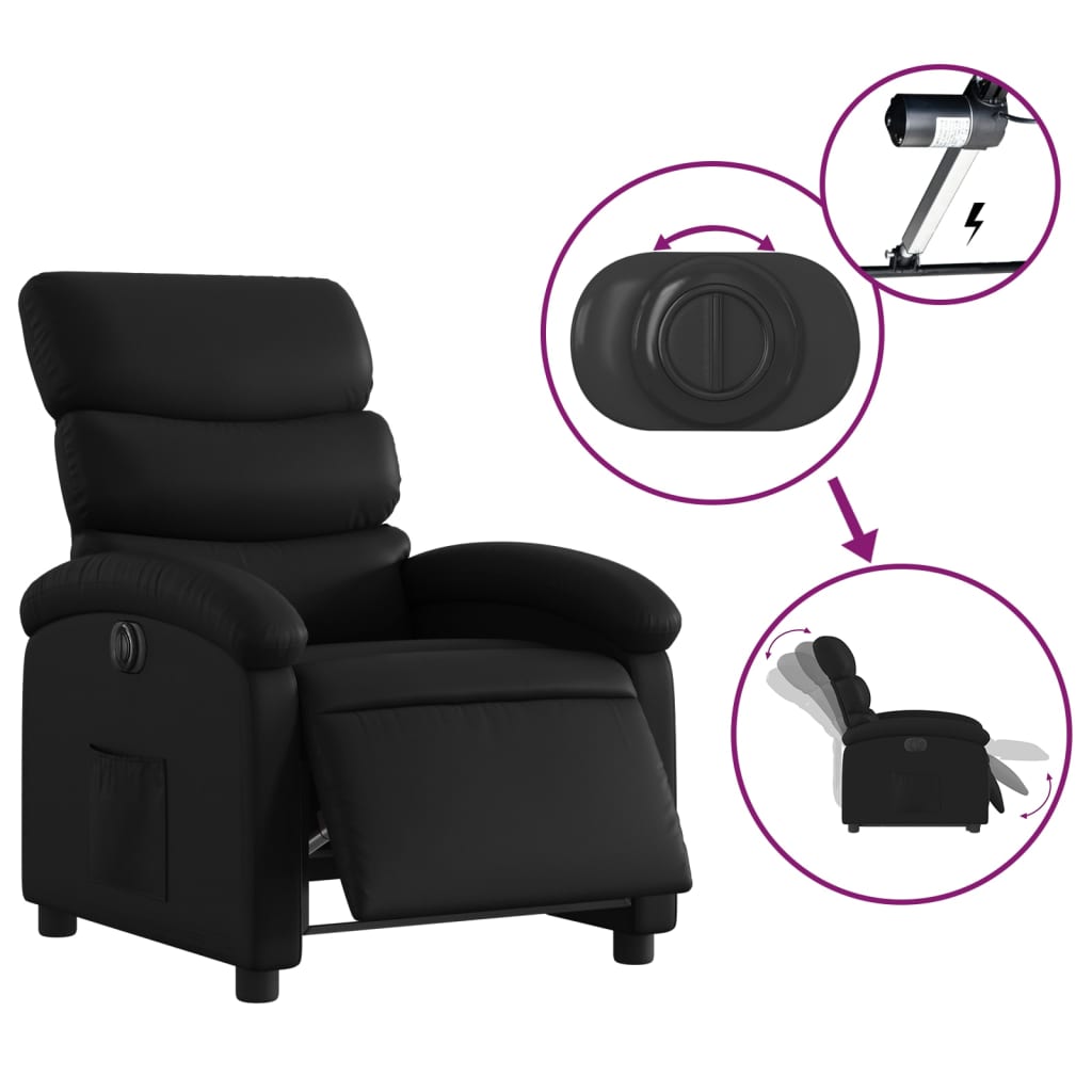 Fauteuil elektrisch verstelbaar kunstleer zwart