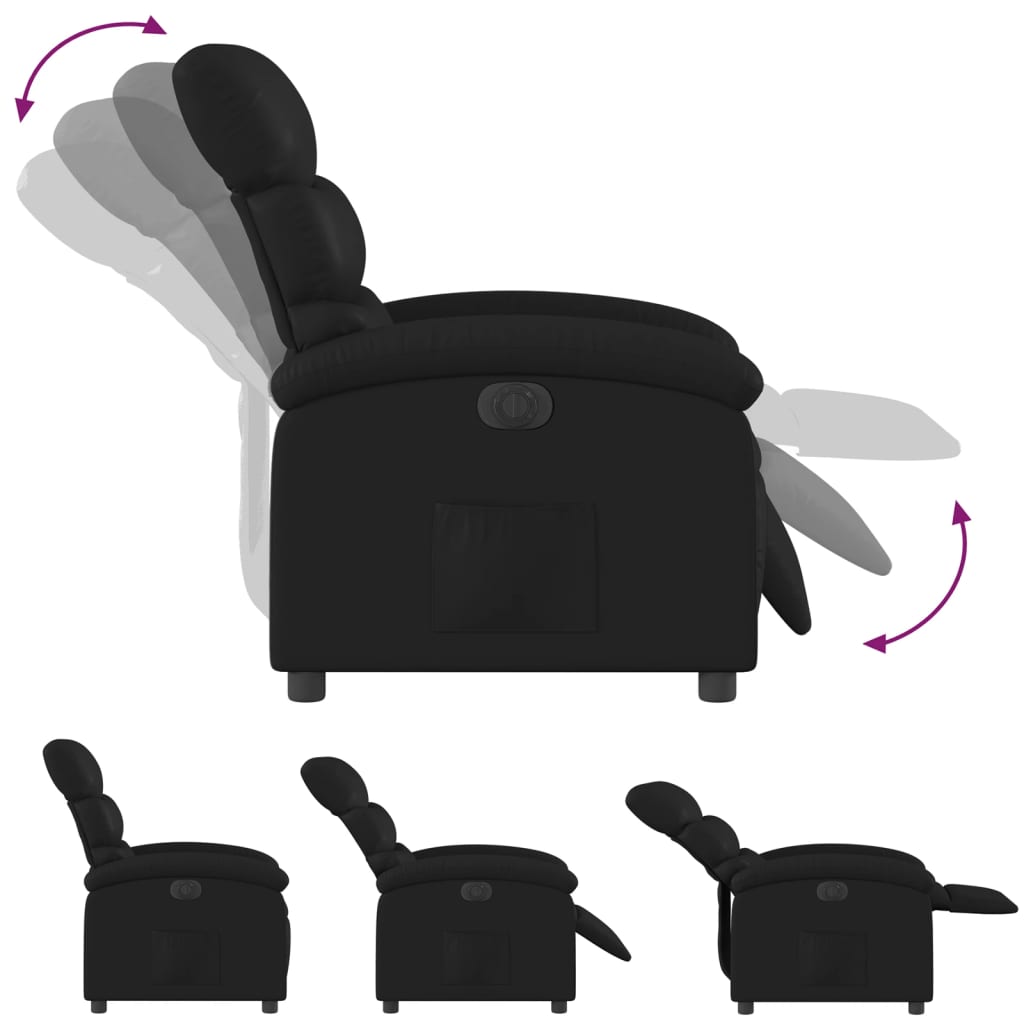 Fauteuil elektrisch verstelbaar kunstleer zwart
