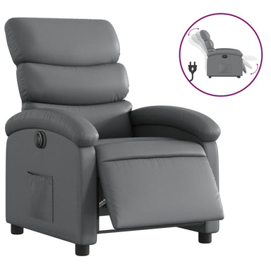 Fauteuil verstelbaar elektrisch kunstleer grijs