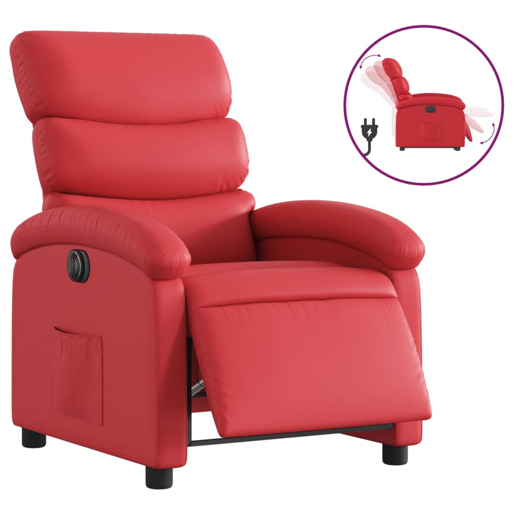 Fauteuil verstelbaar elektrisch kunstleer rood
