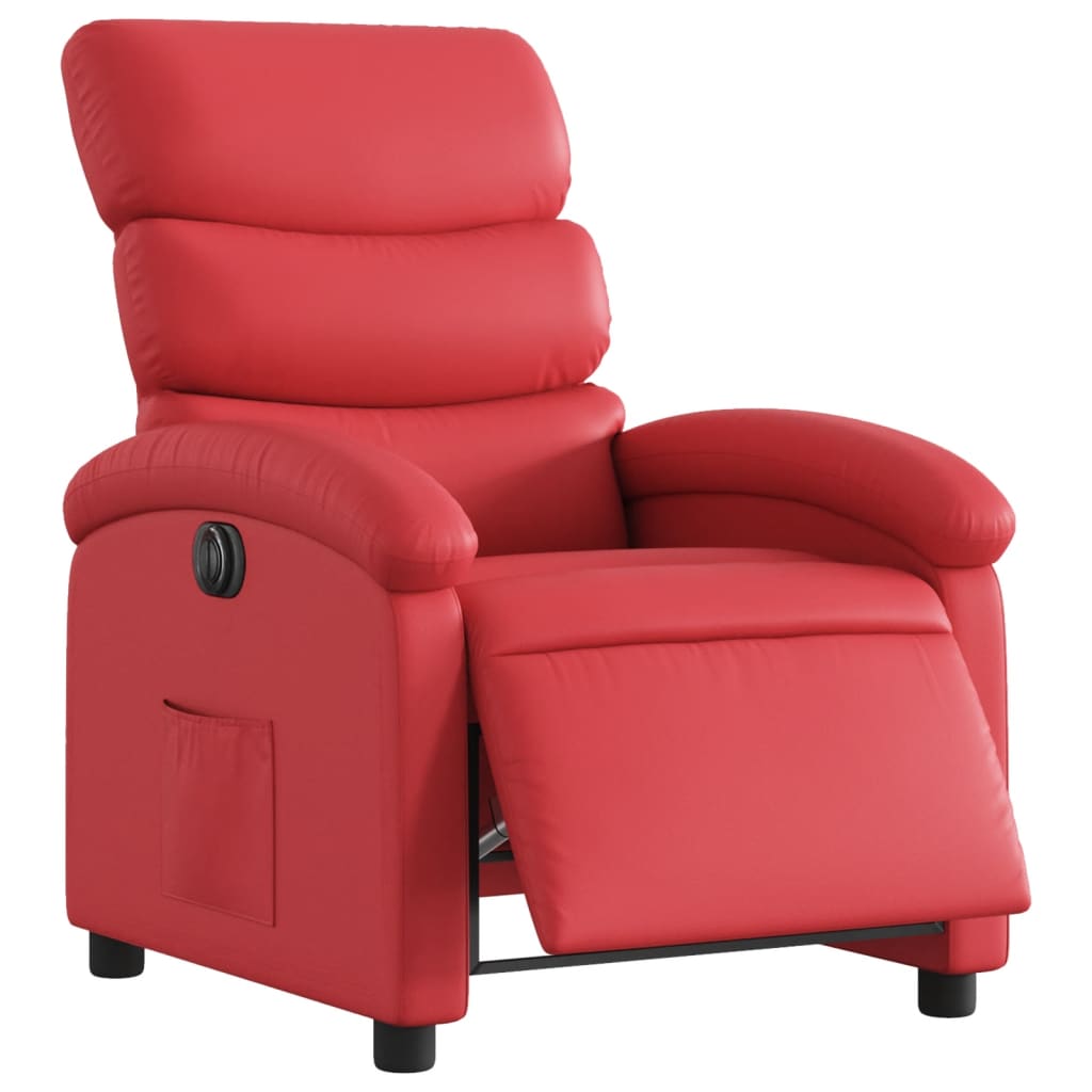 Fauteuil verstelbaar elektrisch kunstleer rood