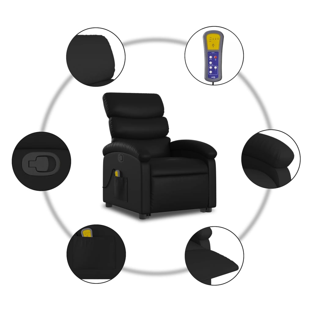 Sta-op-massagestoel verstelbaar kunstleer zwart