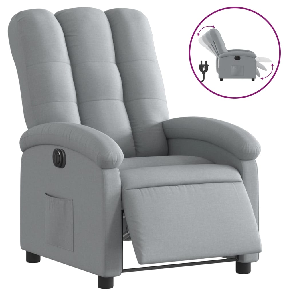 Fauteuil elektrisch verstelbaar stof lichtgrijs