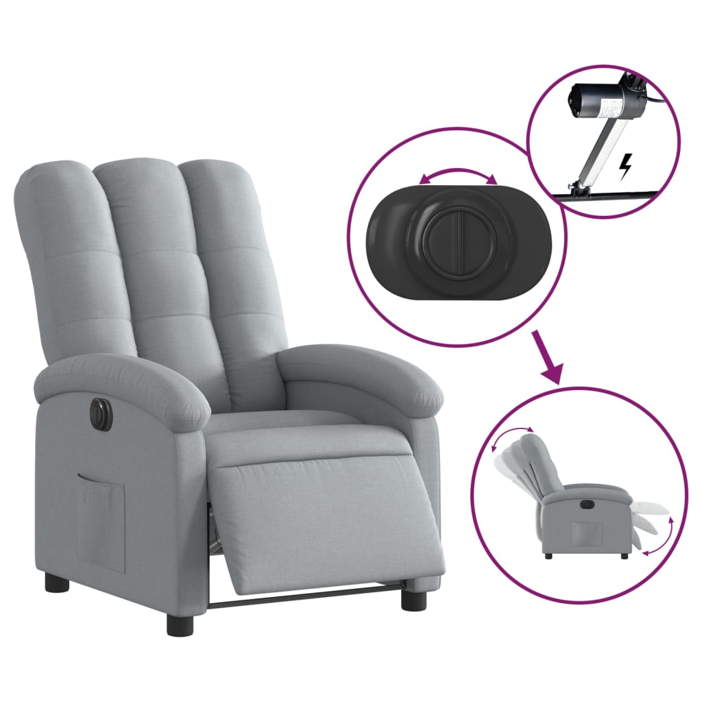 Fauteuil elektrisch verstelbaar stof lichtgrijs