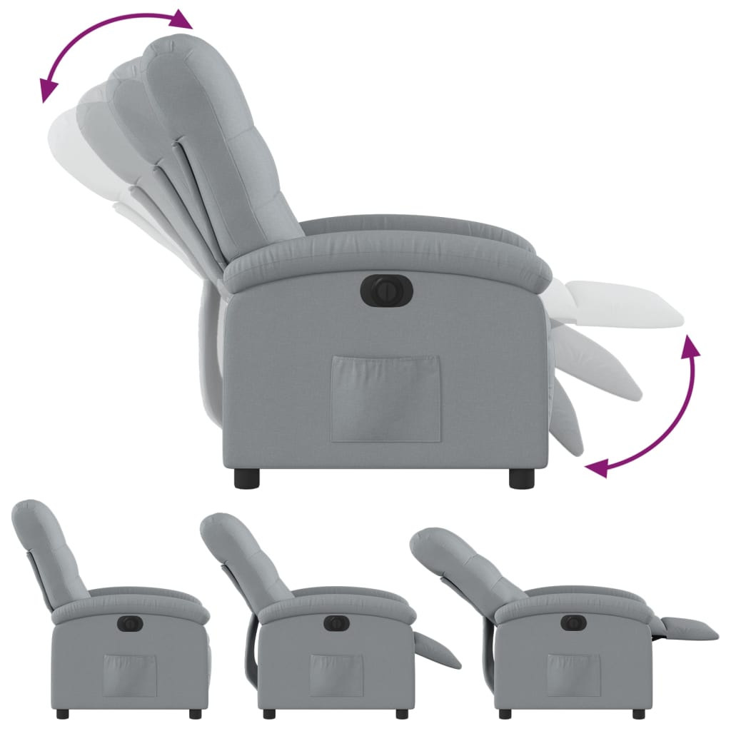 Fauteuil elektrisch verstelbaar stof lichtgrijs