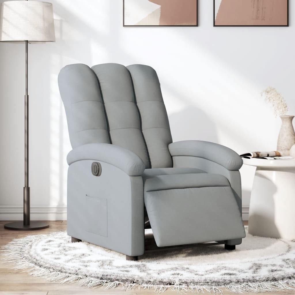 Fauteuil elektrisch verstelbaar stof lichtgrijs