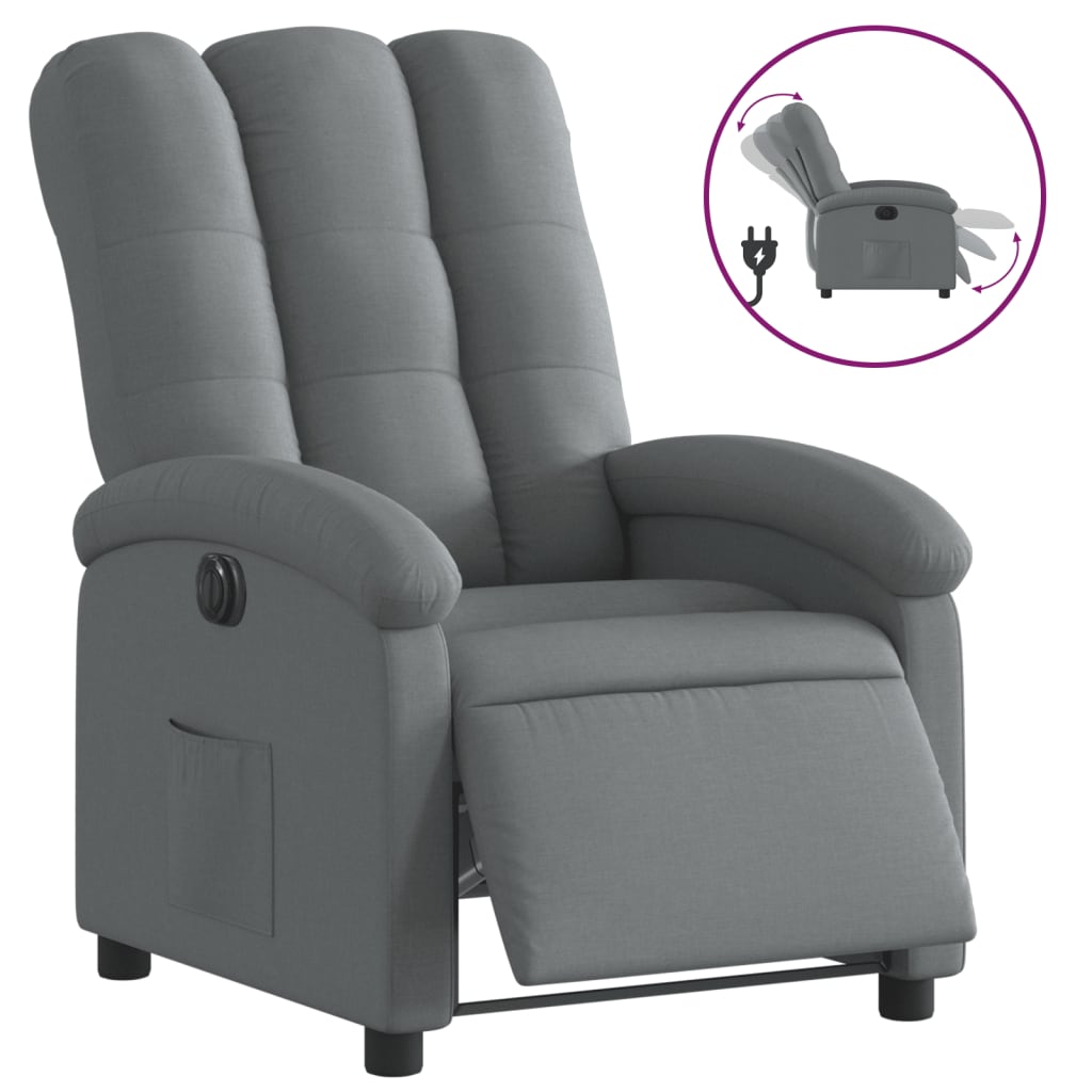 Fauteuil elektrisch verstelbaar stof donkergrijs