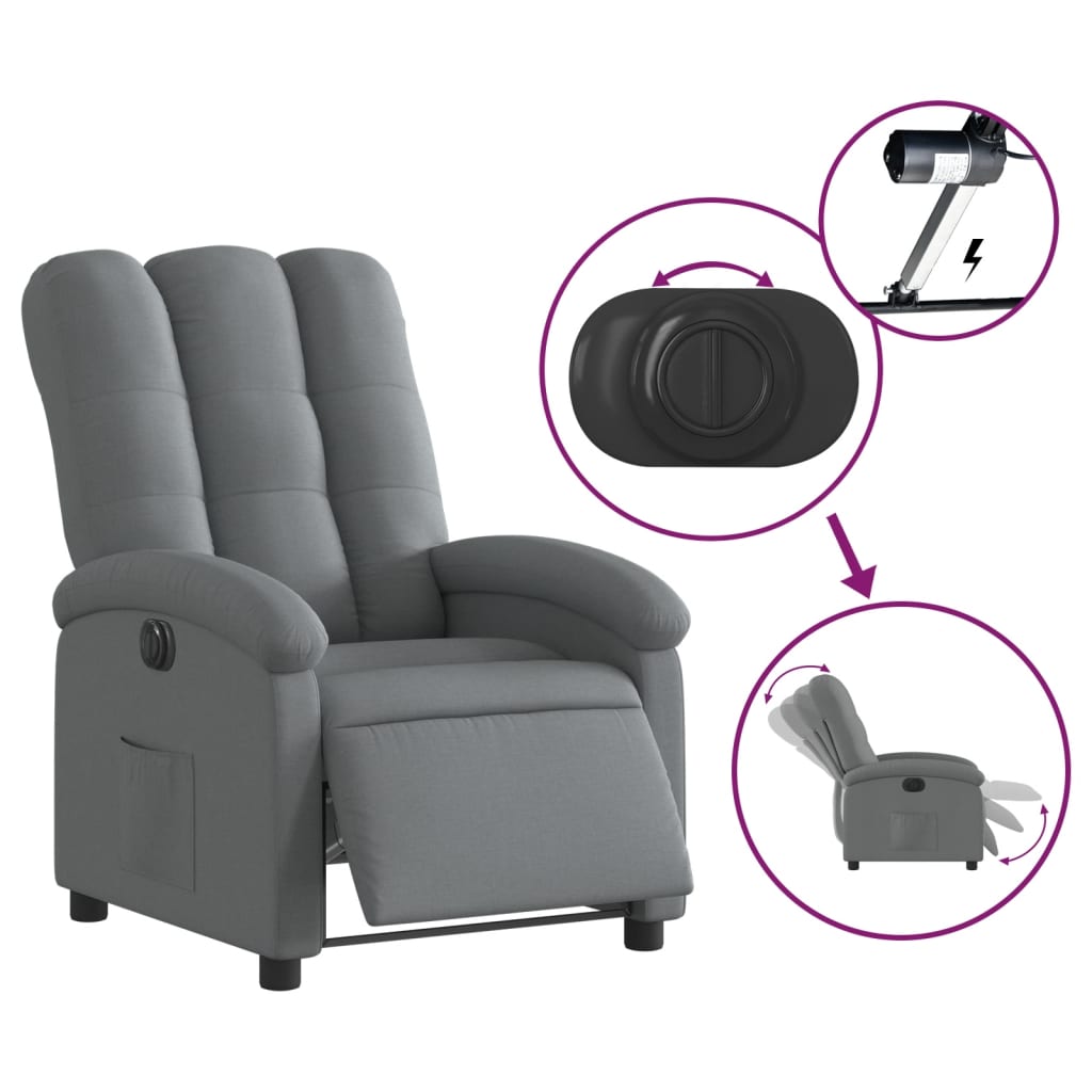 Fauteuil elektrisch verstelbaar stof donkergrijs