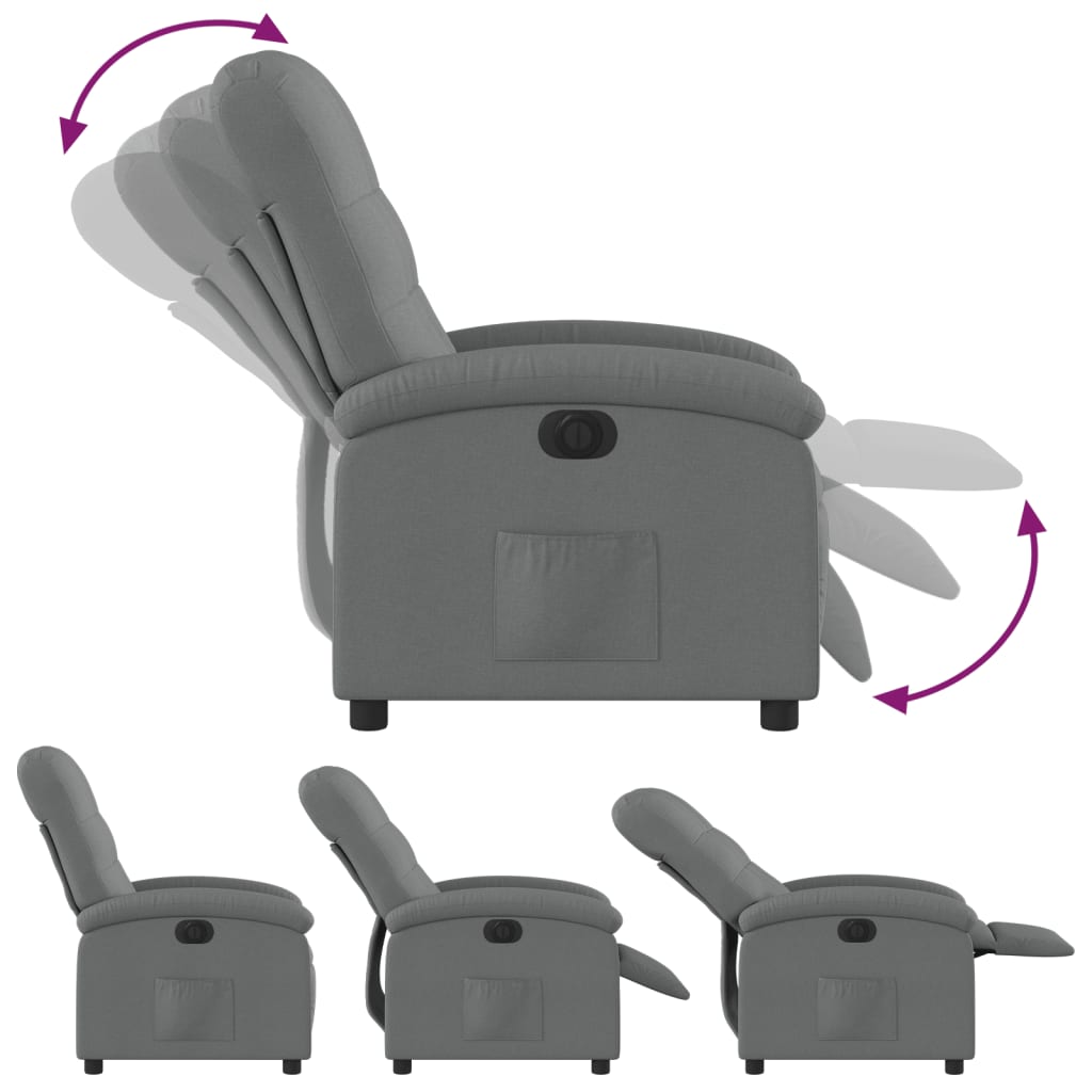 Fauteuil elektrisch verstelbaar stof donkergrijs