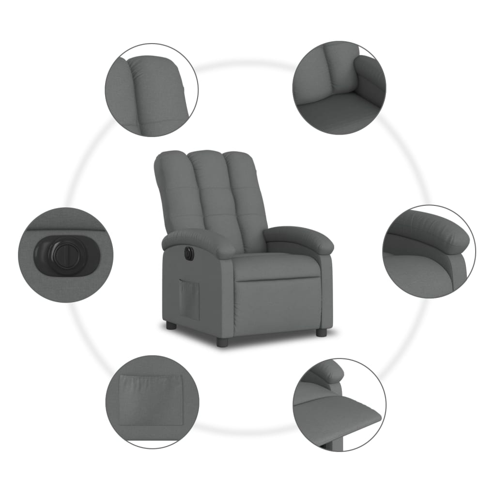 Fauteuil elektrisch verstelbaar stof donkergrijs