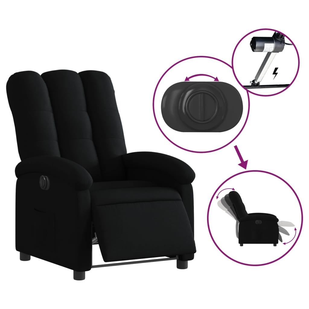 Fauteuil verstelbaar elektrisch stof zwart