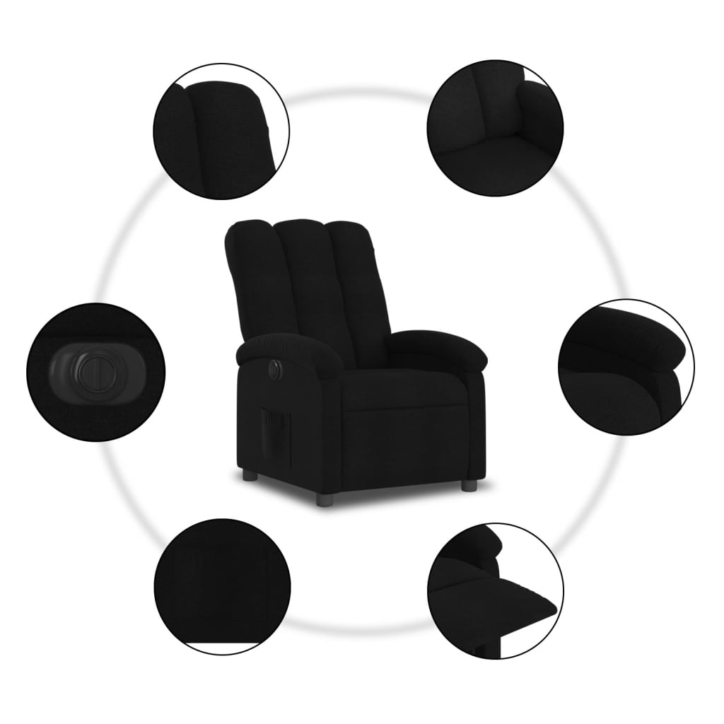 Fauteuil verstelbaar elektrisch stof zwart