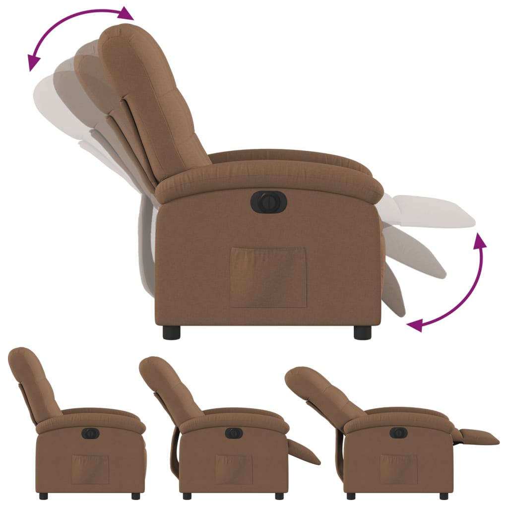 Fauteuil verstelbaar elektrisch stof bruin