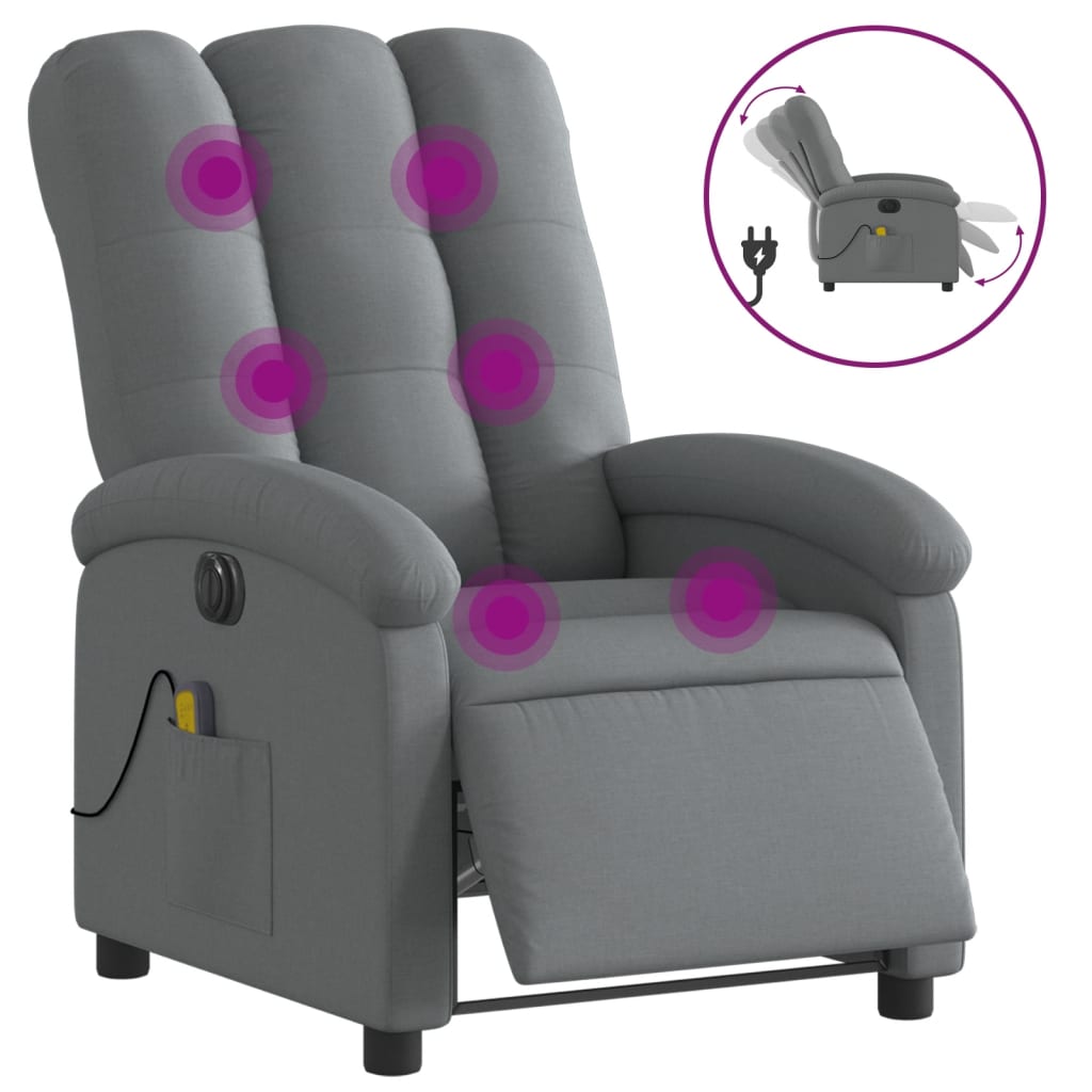Massagestoel elektrisch verstelbaar stof donkergrijs