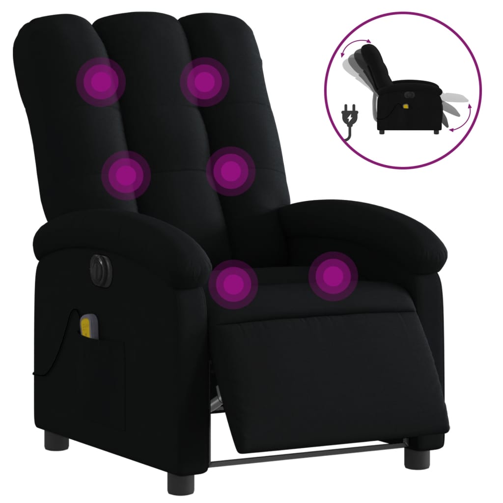 Massagestoel elektrisch verstelbaar stof zwart