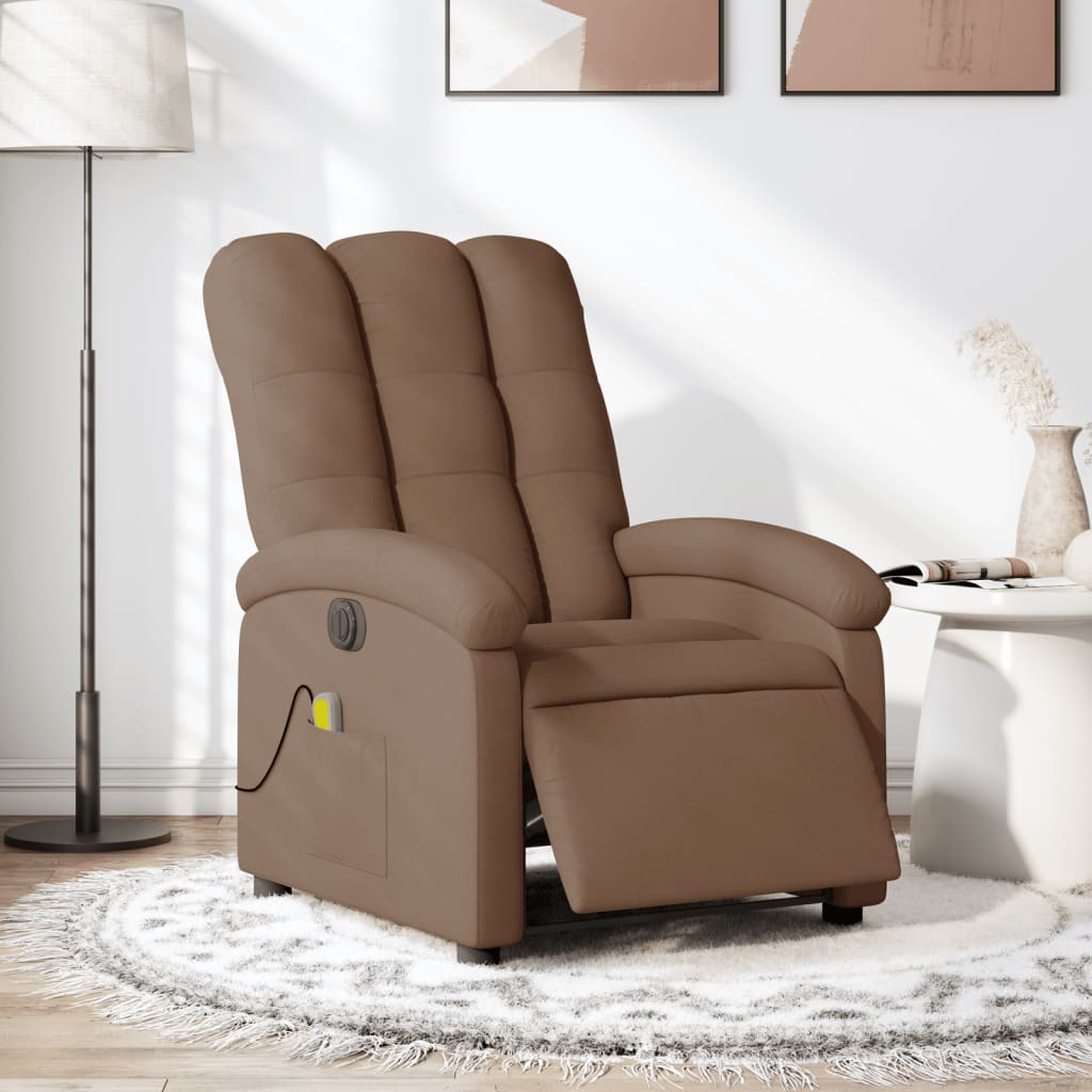 Massagestoel elektrisch verstelbaar stof bruin