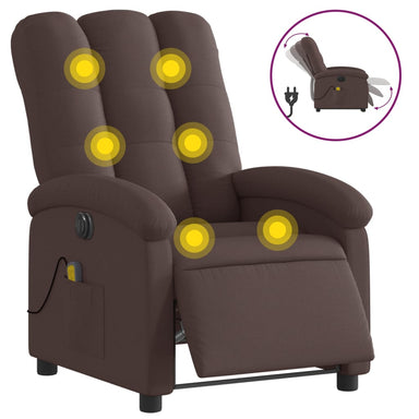 Massagestoel elektrisch verstelbaar stof donkerbruin