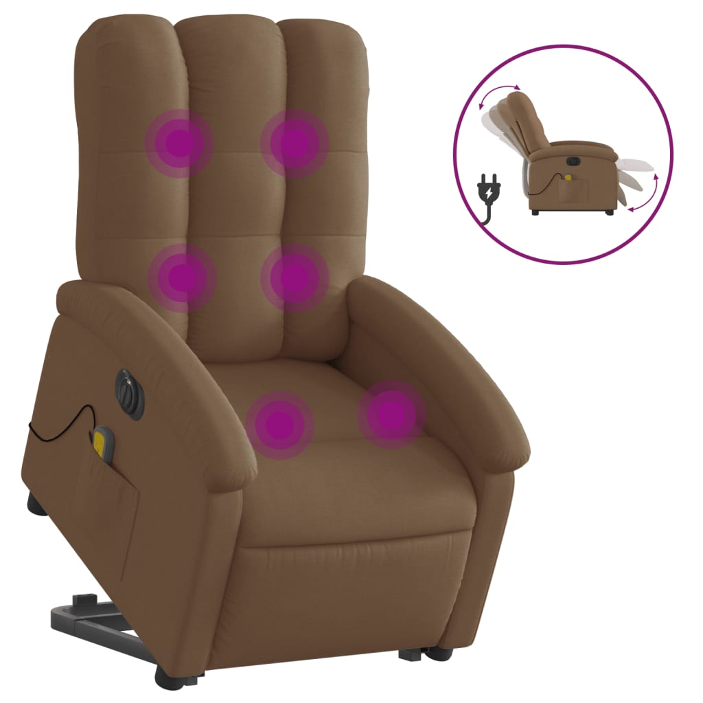 Sta-op-massagestoel elektrisch verstelbaar stof bruin