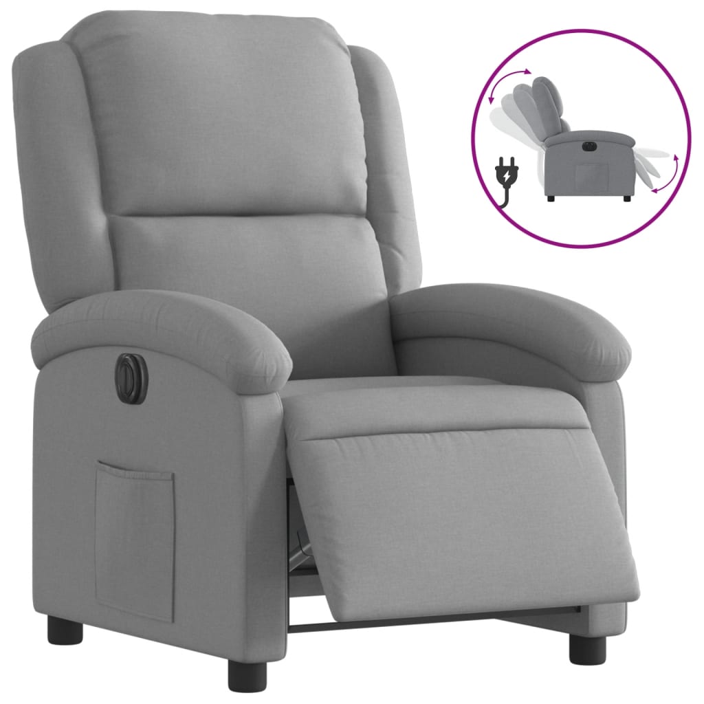 Fauteuil elektrisch verstelbaar stof lichtgrijs