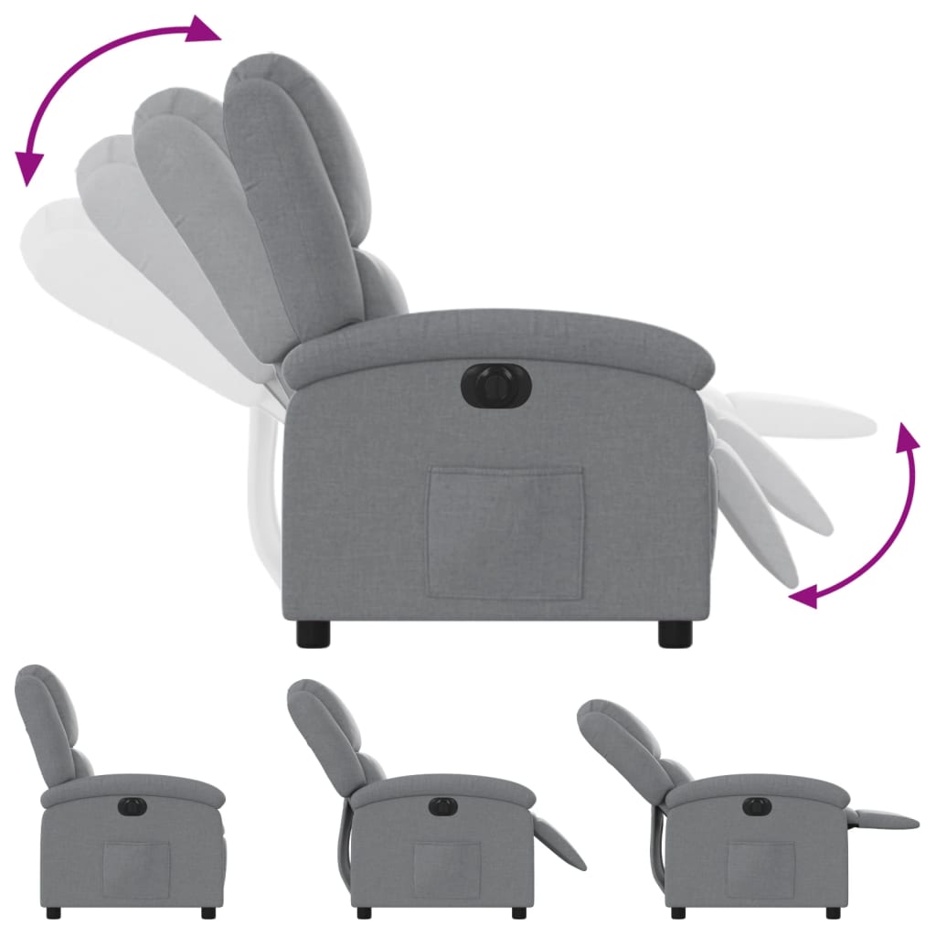 Fauteuil elektrisch verstelbaar stof lichtgrijs
