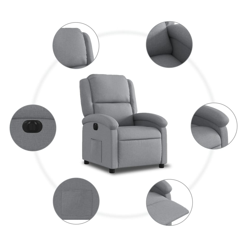 Fauteuil elektrisch verstelbaar stof lichtgrijs