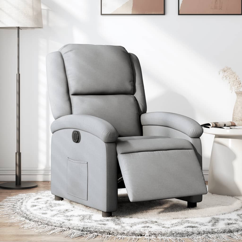 Fauteuil elektrisch verstelbaar stof lichtgrijs