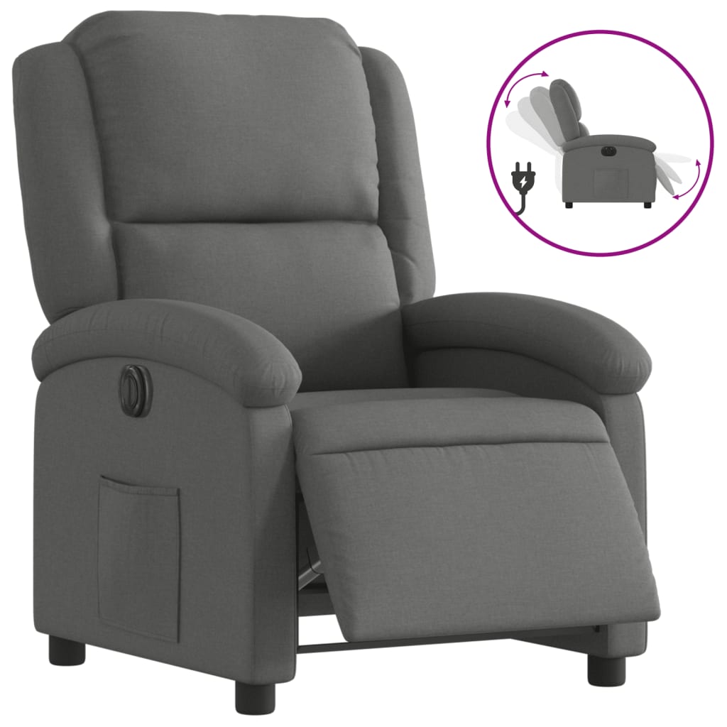Fauteuil elektrisch verstelbaar stof donkergrijs