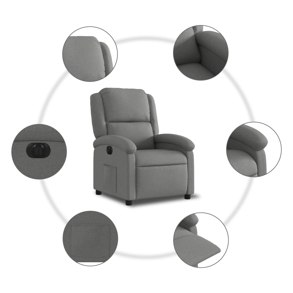 Fauteuil elektrisch verstelbaar stof donkergrijs