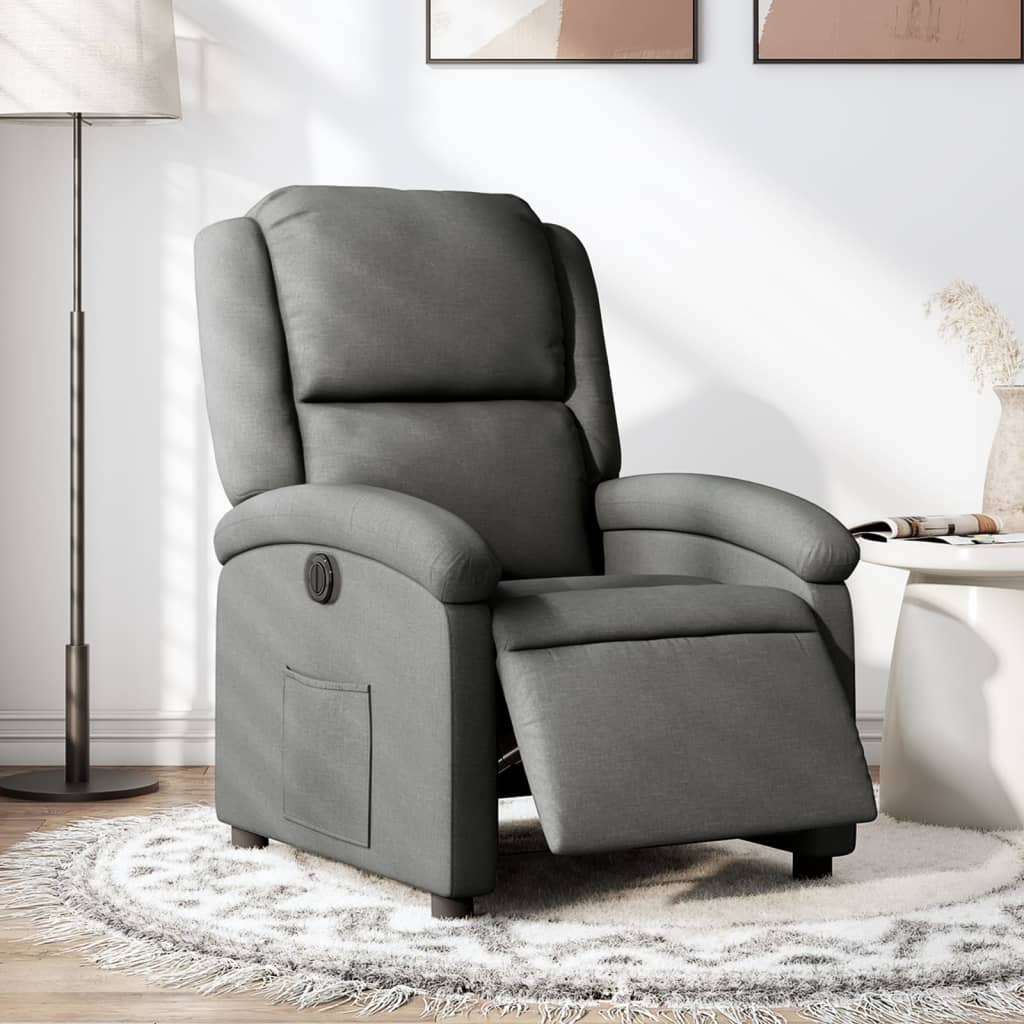 Fauteuil elektrisch verstelbaar stof donkergrijs