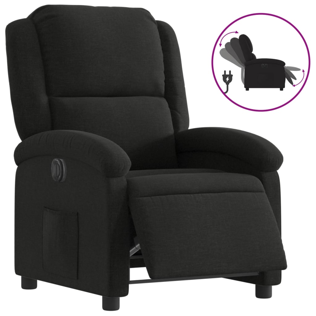 Fauteuil verstelbaar elektrisch stof zwart