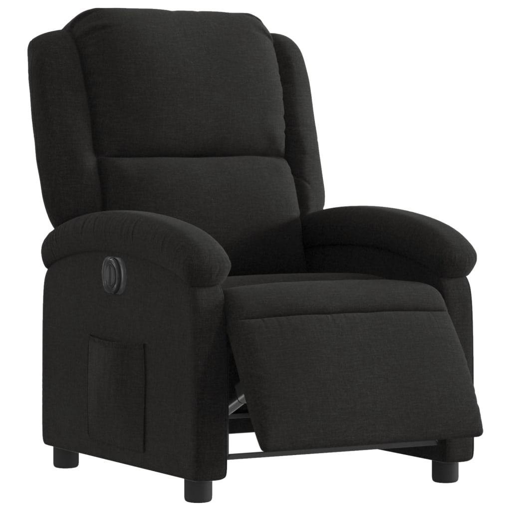 Fauteuil verstelbaar elektrisch stof zwart
