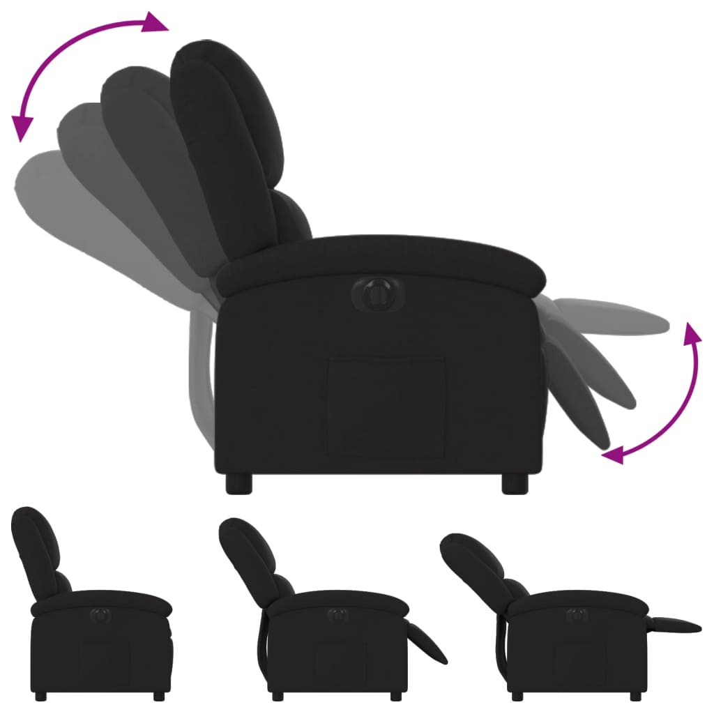 Fauteuil verstelbaar elektrisch stof zwart