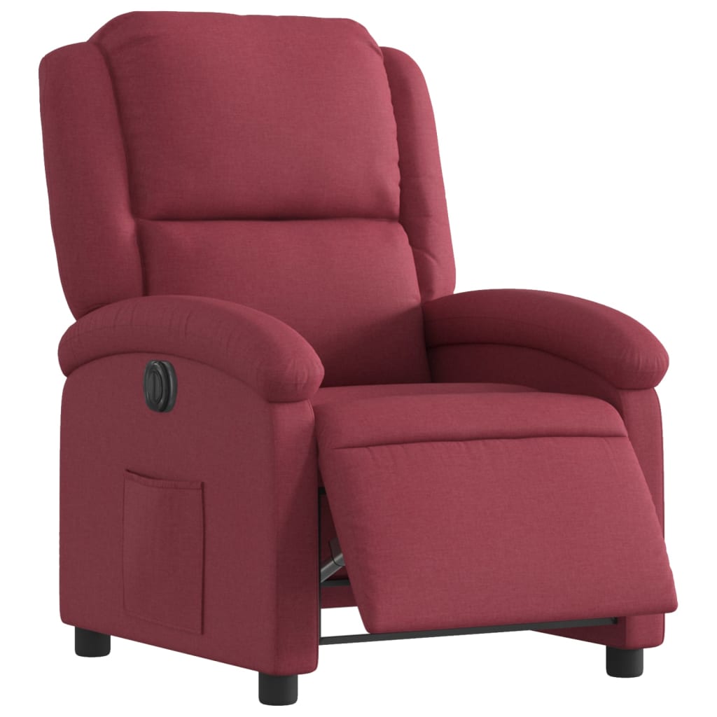 Fauteuil verstelbaar elektrisch stof wijnrood