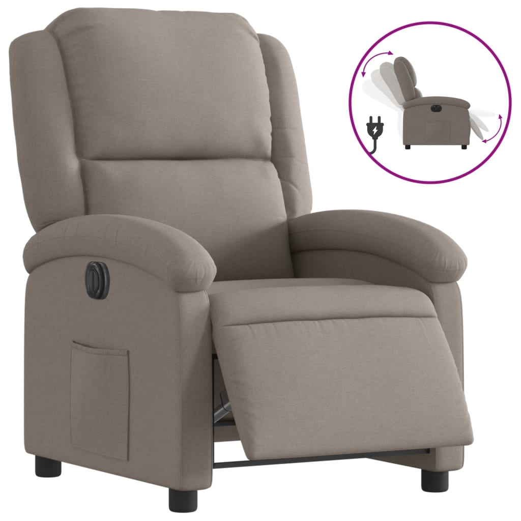 Fauteuil verstelbaar elektrisch stof taupe