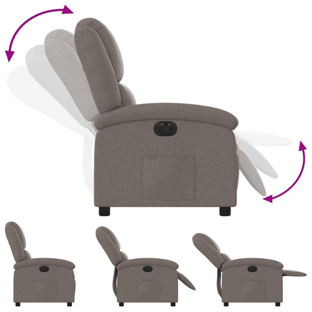 Fauteuil verstelbaar elektrisch stof taupe