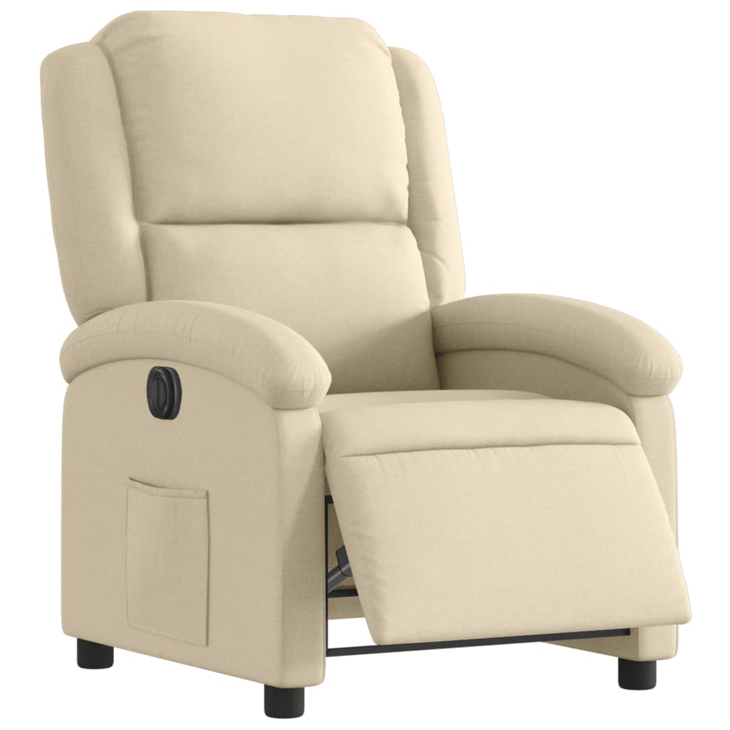 Fauteuil verstelbaar elektrisch stof crèmekleurig