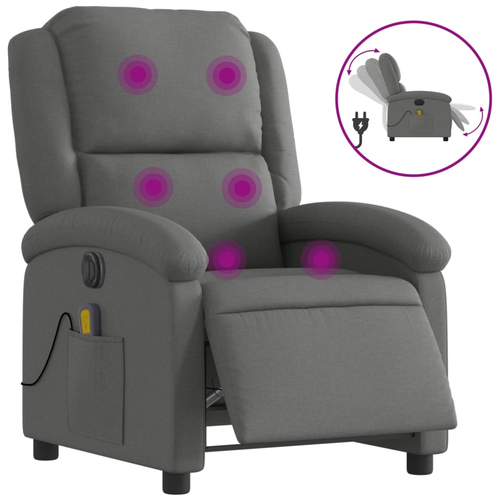 Massagestoel elektrisch verstelbaar stof donkergrijs