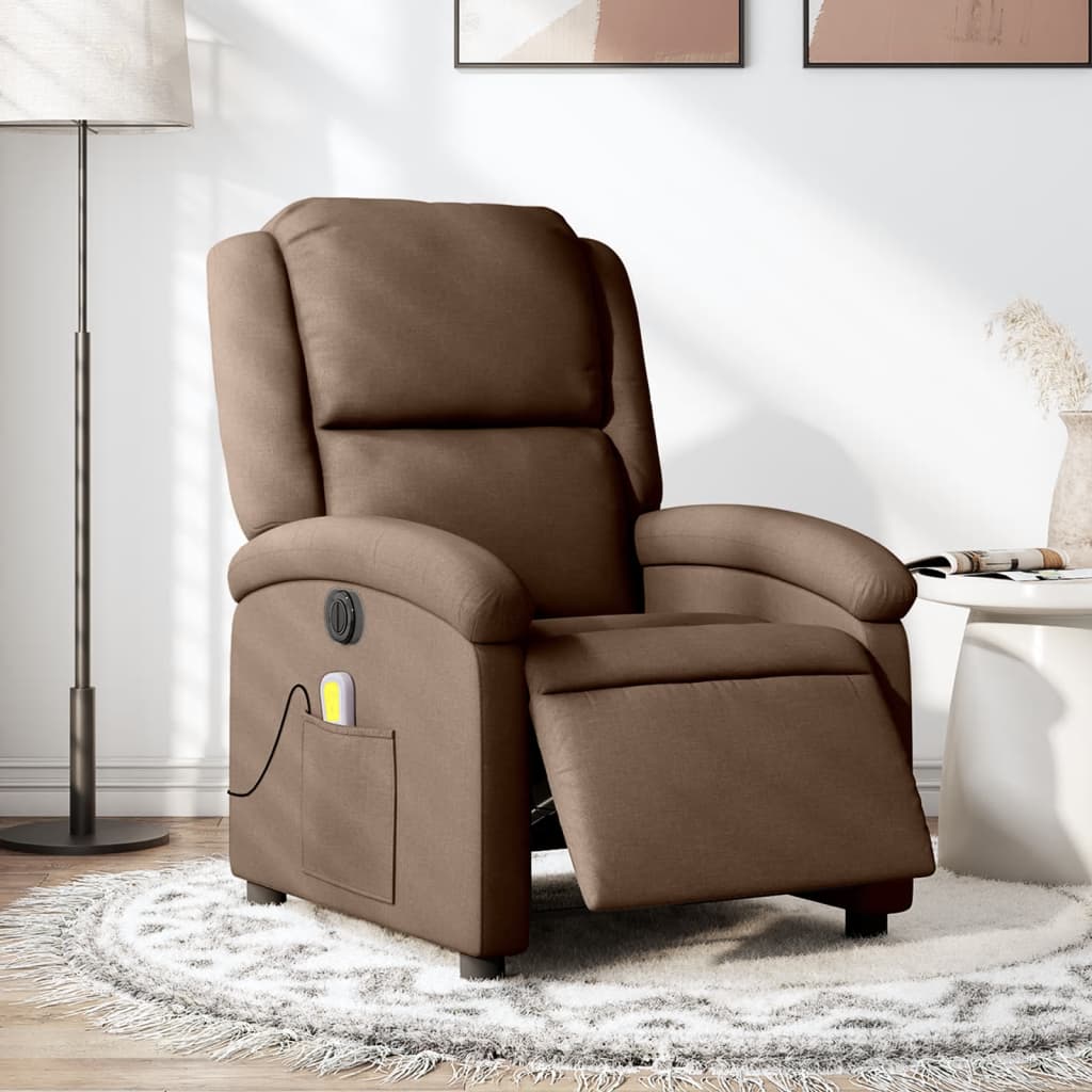 Massagestoel elektrisch verstelbaar stof bruin