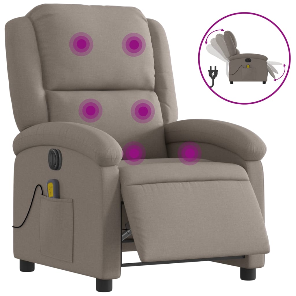 Massagestoel elektrisch verstelbaar stof taupe